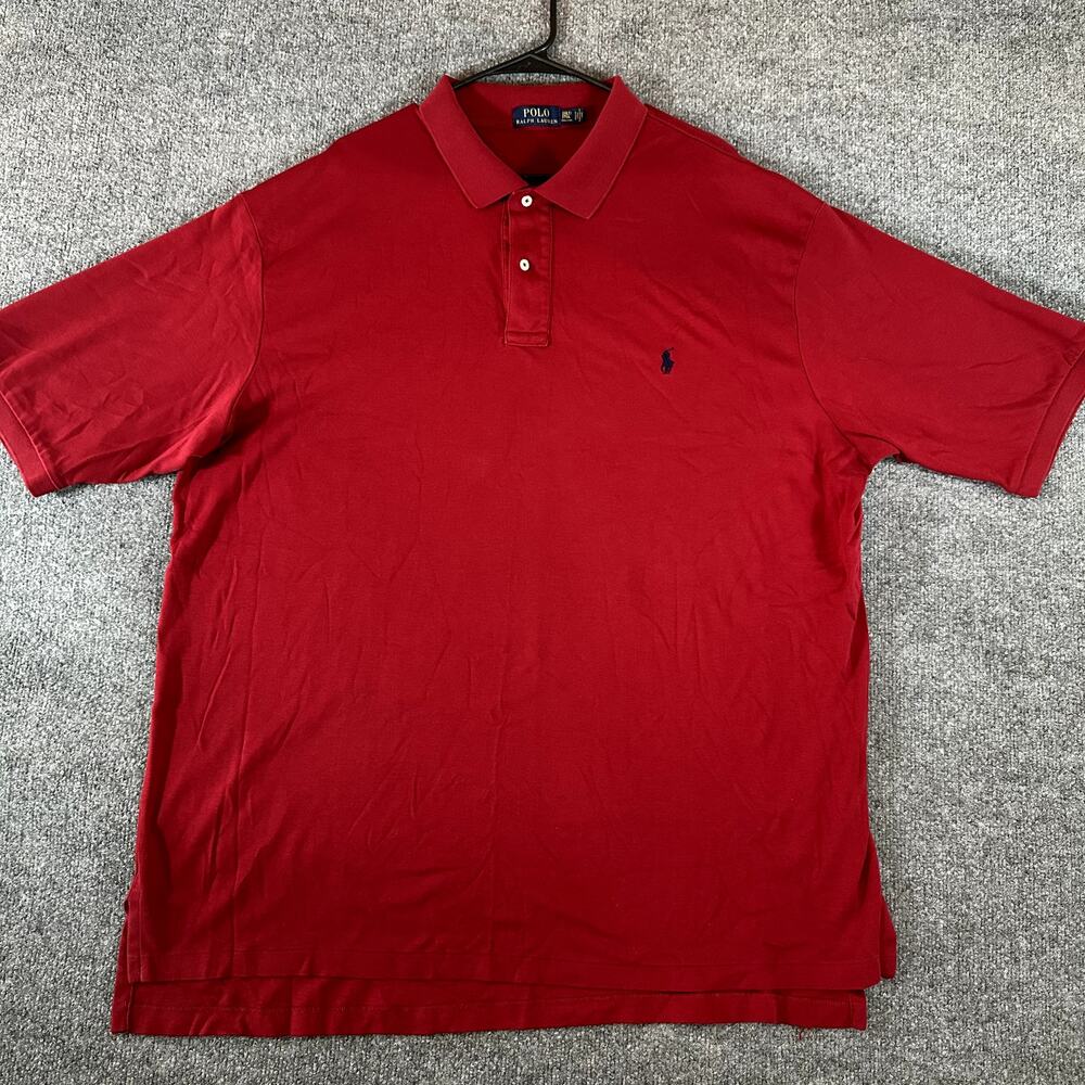 Polo Ralph Lauren Polo Shirt Mens 2XLT Red Blue Pony Big Tall Cotton